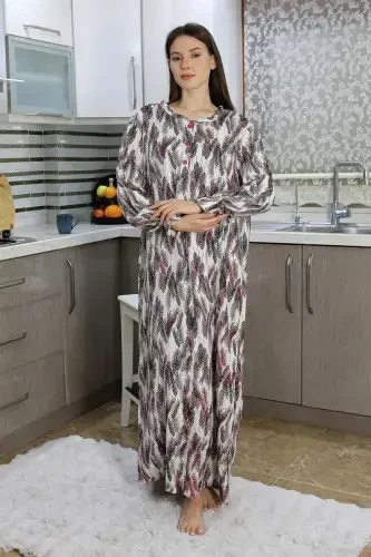 Akbeniz Women's Long Sleeve Knitted Nightgown Home Dress Red 25500 