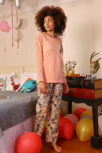 Akbeniz Women's Long Sleeve Knitted Pajama Set 4196 - 4