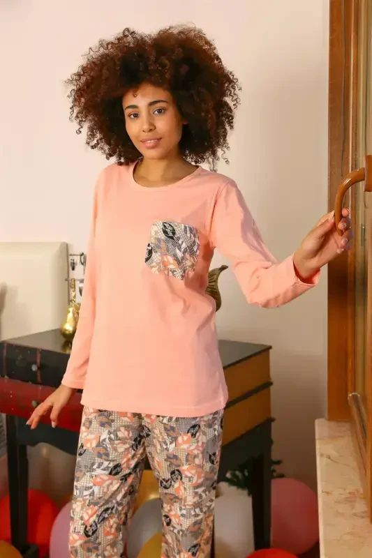 Akbeniz Women's Long Sleeve Knitted Pajama Set 4196 - 3