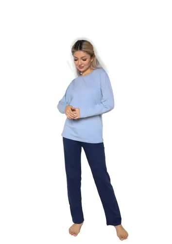 Akbeniz Women's Long Sleeve Knitted Pajama Set Lilac 41110 - AKBENIZ (1)