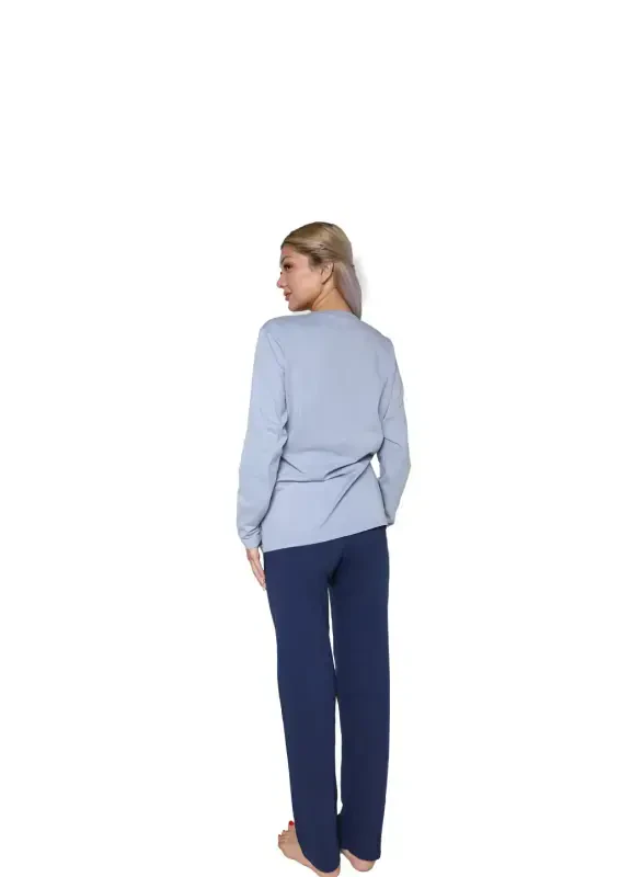 Akbeniz Women's Long Sleeve Knitted Pajama Set Lilac 41110 - 3