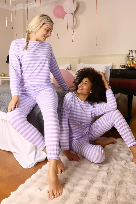 Akbeniz Women's Long Sleeve Knitted Pajamas Set 4175 - AKBENIZ