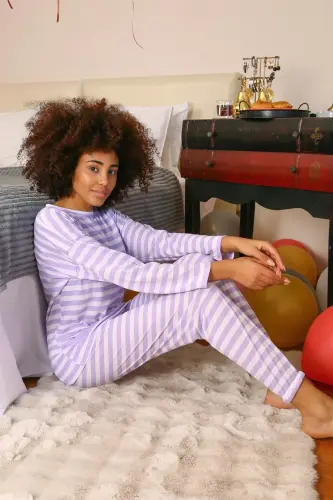 Akbeniz Women's Long Sleeve Knitted Pajamas Set 4175 - 4