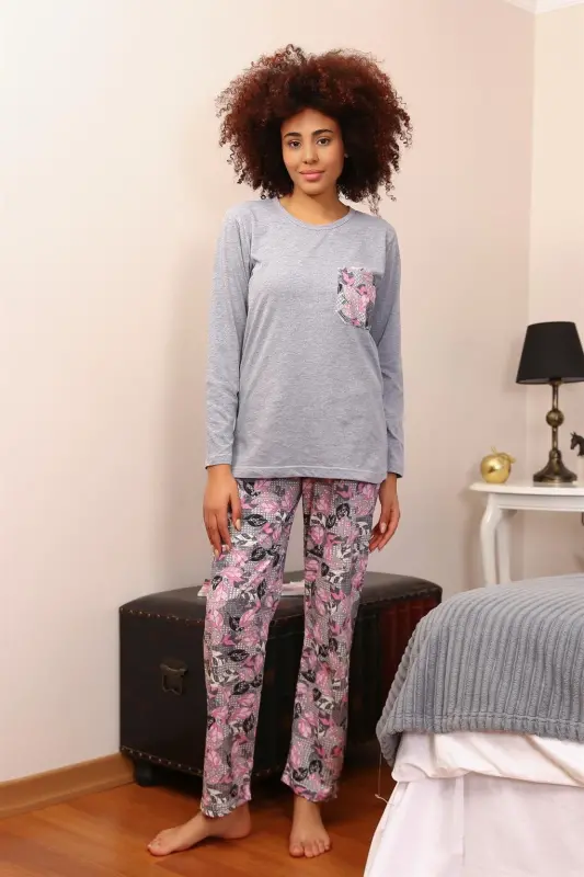 Akbeniz Women's Long Sleeve Knitted Pajamas Set 4195 - 4