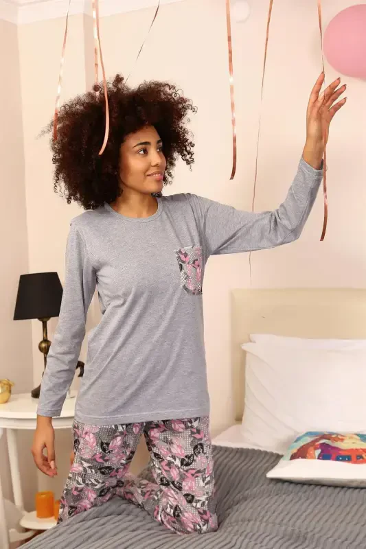 Akbeniz Women's Long Sleeve Knitted Pajamas Set 4195 - 2