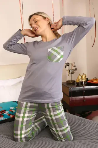 Akbeniz Women's Long Sleeve Knitted Pajamas Set 4199 - 4