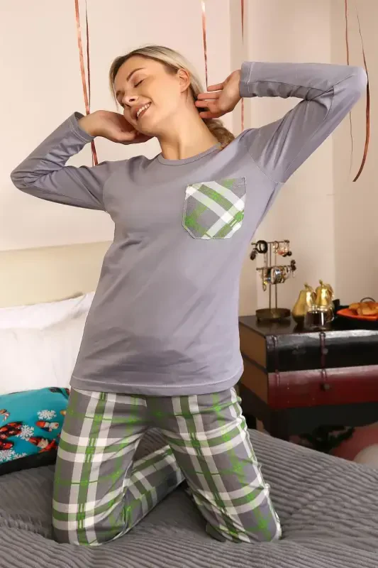 Akbeniz Women's Long Sleeve Knitted Pajamas Set 4199 - 4