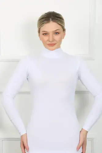 Akbeniz Women's Long Sleeve Turtleneck Bodysuit 247 - 1
