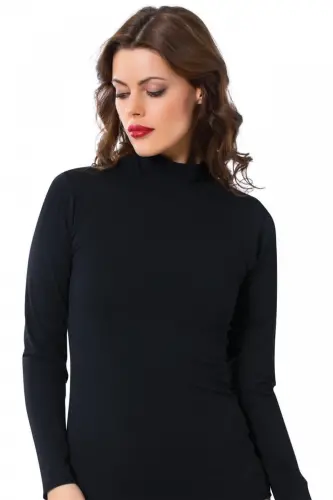 Akbeniz Women's Long Sleeve Turtleneck Bodysuit 247 - 5