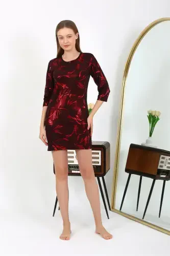 Akbeniz Women's Micro Fabric Mini Shiny Dress 7421 Red - 2