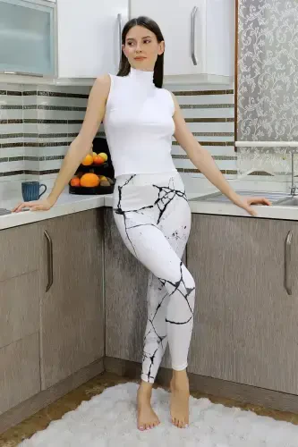 Akbeniz Women's Micro Patterned Tights White 5920 - 5