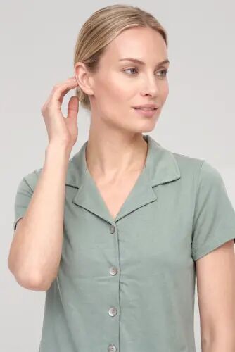 Akbeniz Women's Mint Green Classic Shirt Collar Pajama Set - 3
