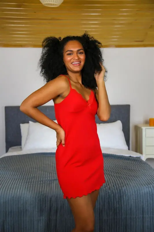 Akbeniz Women's New Year Special 2-Piece Heart Boxed Slip - Nightgown Gift Set 2025 - 3