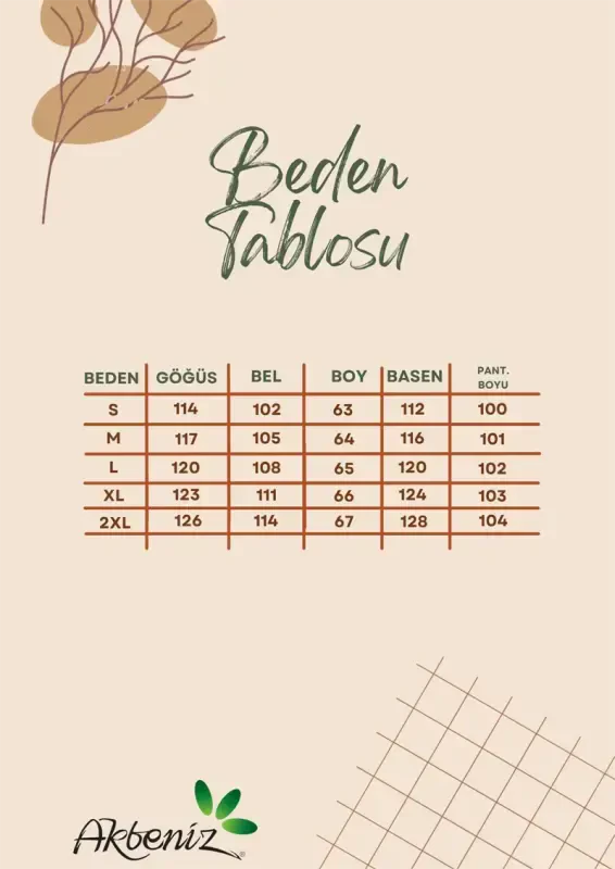 Akbeniz Women's Oversize Black Floral Patterned Cotton Thick Pajama Set - 8