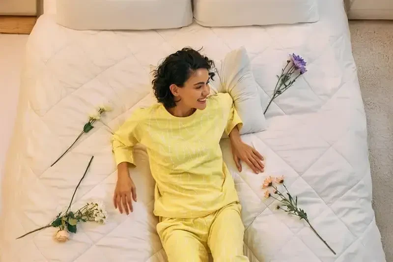 Akbeniz Women's Oversize Yellow Patterned Cotton Thick Pajamas Set - 7