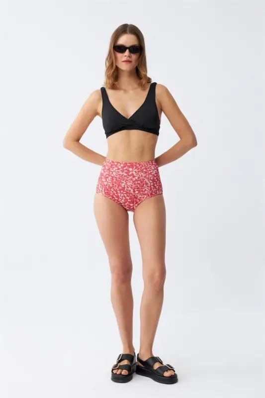 Akbeniz Women's Padded High Waist Bikini Set - Black - 2