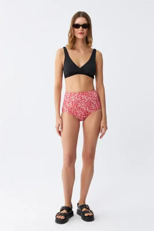 Akbeniz Women's Padded High Waist Bikini Set - Black - 4