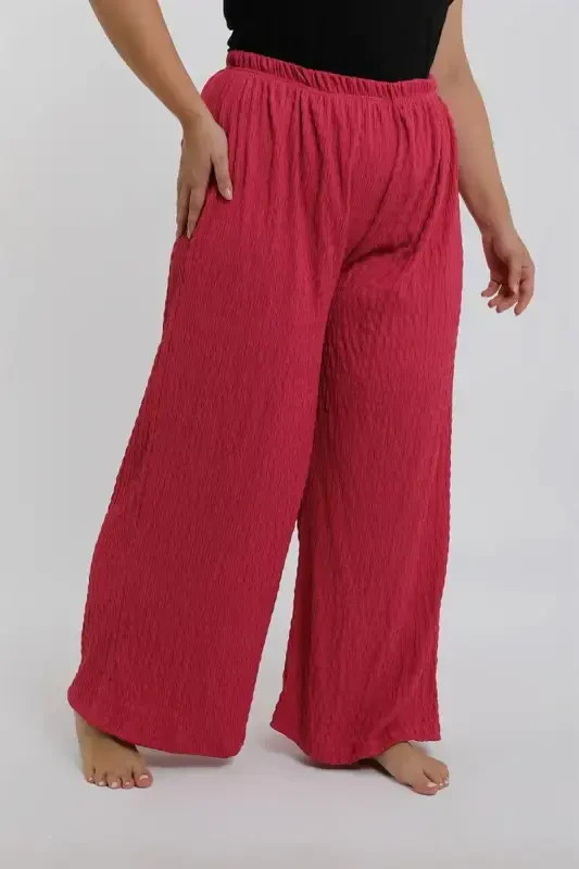 Akbeniz Women's Plus Size Coral Color Relaxed Fit Baggy Bottom - 3