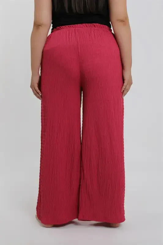 Akbeniz Women's Plus Size Coral Color Relaxed Fit Baggy Bottom - 4