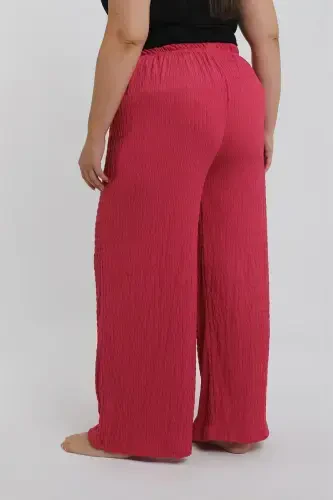 Akbeniz Women's Plus Size Coral Color Relaxed Fit Baggy Bottom - 5