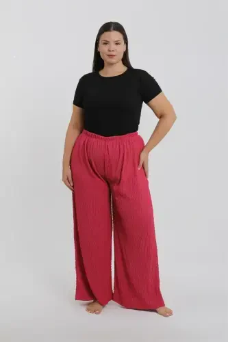 Akbeniz Women's Plus Size Coral Color Relaxed Fit Baggy Bottom - 6