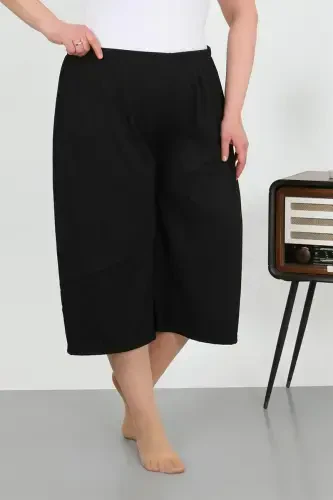 Akbeniz Women's Plus Size Crinkle Capri 27561Black - 2