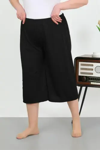 Akbeniz Women's Plus Size Crinkle Capri 27561Black - 3