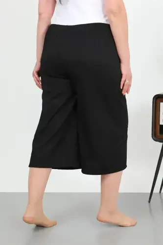 Akbeniz Women's Plus Size Crinkle Capri 27561Black - 4