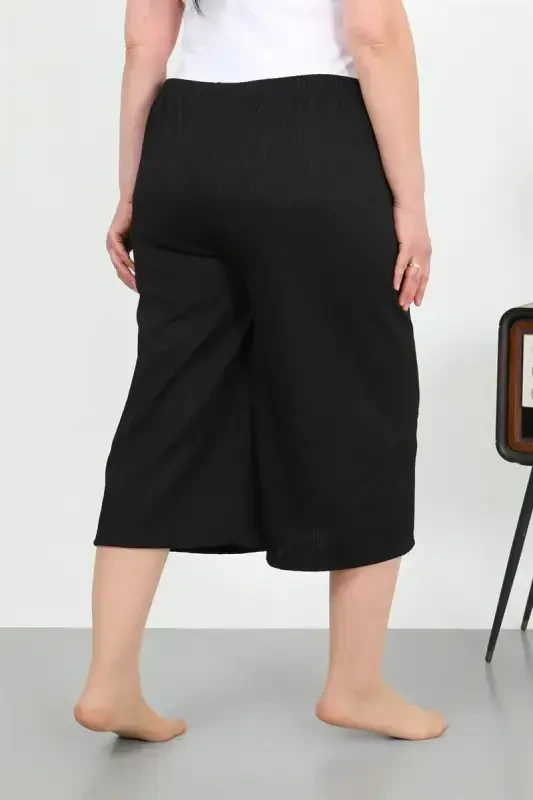 Akbeniz Women's Plus Size Crinkle Capri 27561Black - 4
