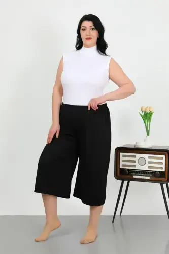 Akbeniz Women's Plus Size Crinkle Capri 27561Black - 5
