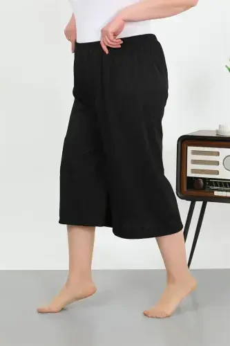 Akbeniz Women's Plus Size Crinkle Capri 27561Black - 6