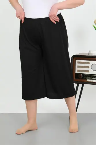 Akbeniz Women's Plus Size Crinkle Capri 27561Black - 3