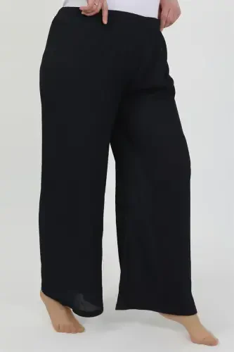 Akbeniz Women's Plus Size Crinkle Pants 210076 Navy Blue - AKBENIZ (1)