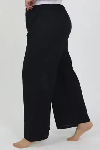 Akbeniz Women's Plus Size Crinkle Pants 210076 Navy Blue - 4