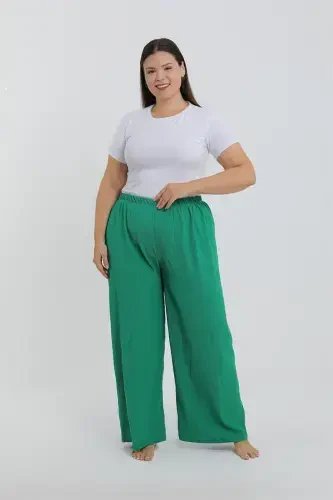 Akbeniz Women's Plus Size Green Relaxed Fit Baggy Pants - 4