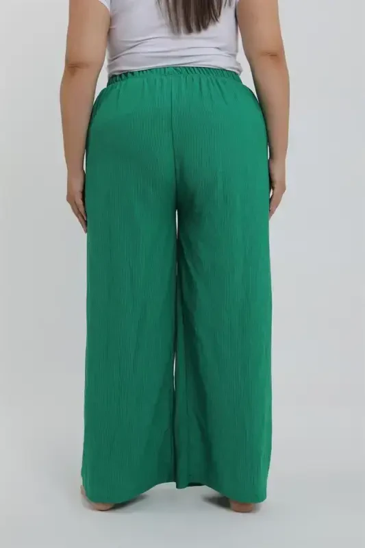 Akbeniz Women's Plus Size Green Relaxed Fit Baggy Pants - 6