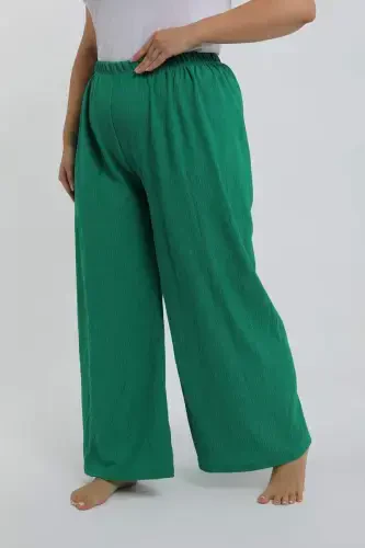 Akbeniz Women's Plus Size Green Relaxed Fit Baggy Pants - BÜYÜKBEDENIZ (1)