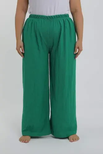 Akbeniz Women's Plus Size Green Relaxed Fit Baggy Pants - 5