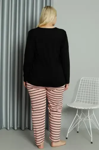 Akbeniz Women's Plus Size Jersey Long Sleeve Pajama Set 202210 - 5