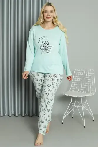 Akbeniz Women's Plus Size Jersey Long Sleeve Pajama Set 202211 - AKBENIZ (1)