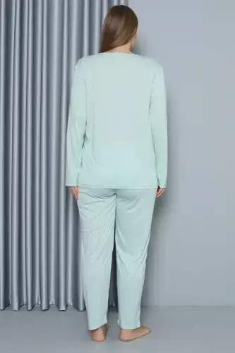 Akbeniz Women's Plus Size Jersey Long Sleeve Pajama Set 202212 - 5