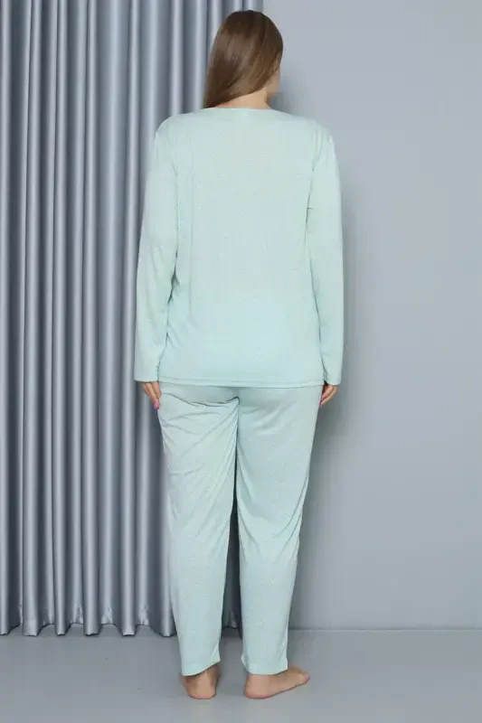 Akbeniz Women's Plus Size Jersey Long Sleeve Pajama Set 202212 - 5