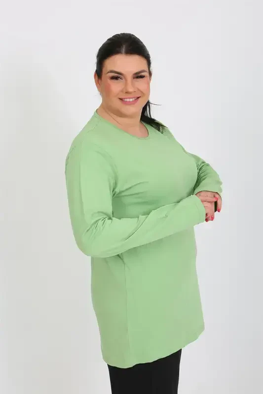 Akbeniz Women's Plus Size Long Sleeve Knitted Pajama Set Pistachio Green 202408 - 3