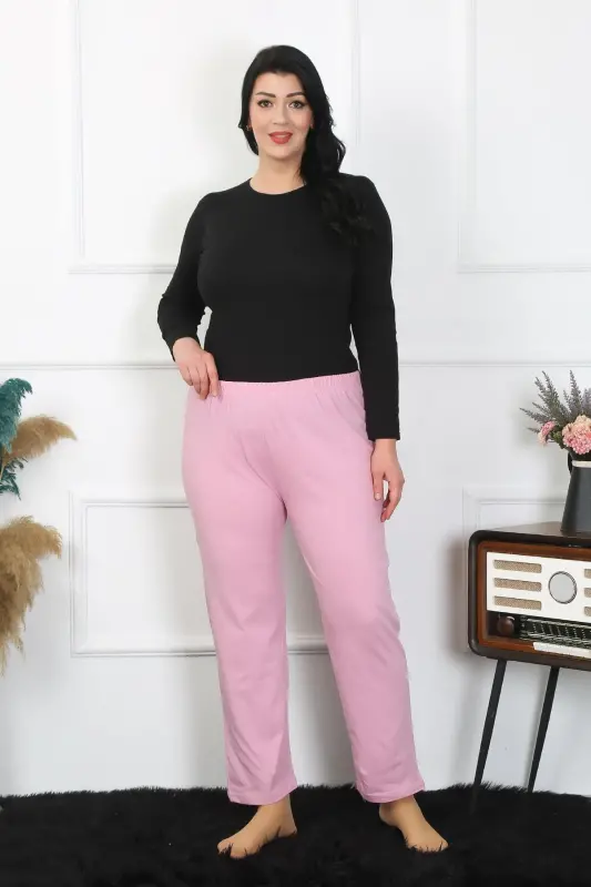 Akbeniz Women's Plus Size Pink Single Bottom Pajamas 27505 - AKBENIZ
