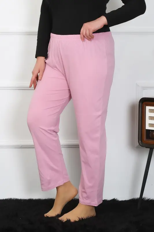 Akbeniz Women's Plus Size Pink Single Bottom Pajamas 27505 - 4