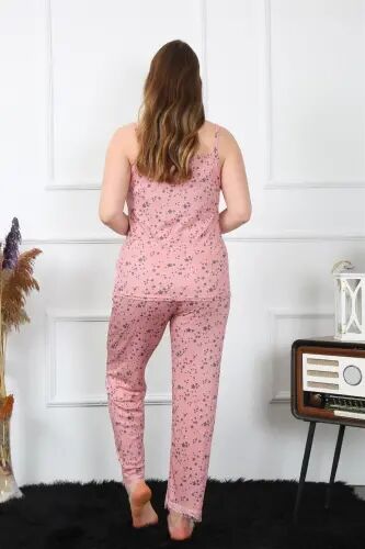 Akbeniz Women's Plus Size Salmon Spaghetti Strap Pajama Set 202198 - 5