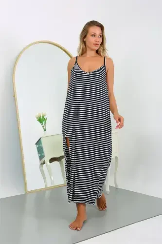 Akbeniz Women's Plus Size Spaghetti Strap Cotton Long Nightgown 12107 - 1