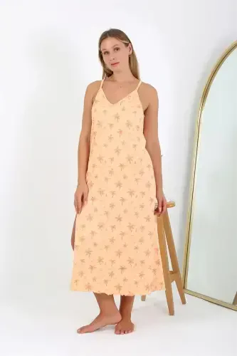 Akbeniz Women's Plus Size Spaghetti Strap Long Nightgown 12110 - AKBENIZ (1)