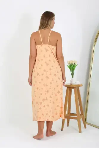 Akbeniz Women's Plus Size Spaghetti Strap Long Nightgown 12110 - 4