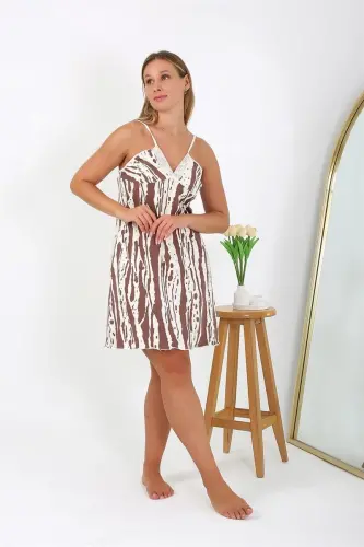 Akbeniz Women's Plus Size Spaghetti Strap Nightgown 98512 - 3